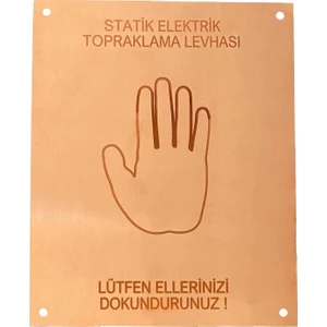 Statik Elektrik Topraklama Levhası 20*25 cm 1 mm (Elektrolitik Bakır Üzeri Lazer Kazıma)
