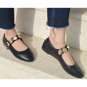 Inci Taşlı Mary Jane Yuvarlak Burun Günlük Trend Rahat