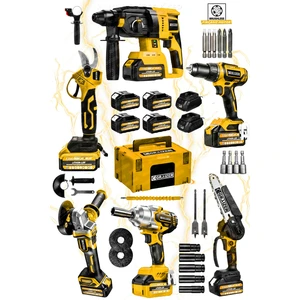 Profesyonel 6’lı Akülü Makine Seti Akülü Taşlama Budama Kırıcı Delici Makas Somun Sökme Vidalama