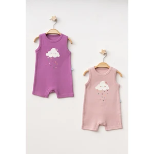 Bulut Baskılı 2'li  Penye Tulum 1019