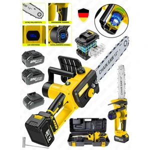 Alman 21 Vf 35 cm Dijital Şarj Göstergeli Karbon Motor Şarjlı Akülü Dal Kesme Budama Testere Makinesi 10 Pilli