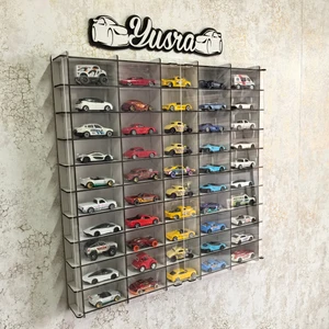 Pleksi Kapaklı 1/64 Ölçek 50ARAÇ Hotwheels Matchbox Metal Araç Uyumlu Model Oyuncak Araba Rafı