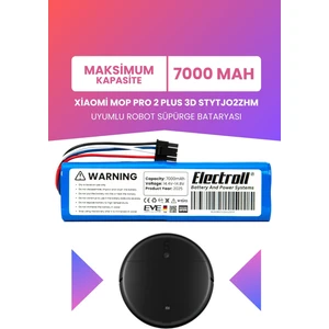 Xiaomi Mop Pro 2 Plus 3D STYTJO2ZHM Uyumlu Batarya (Maksimum Kapasite) 7000MAH Robot Süpürge Pili