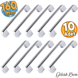 Gölcük Oval (160 Mm-16 cm) Metal Krom Mobilya Mutfak Çekmece Dolap Dolabı Kulpu Kulbu Kulpları 10 ADET