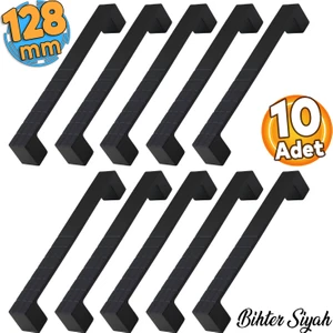 Bihter (128 mm - 12.8 cm) Metal Siyah Mobilya Mutfak Çekmece Dolap Dolabı Kulpu Kulbu Kulpları 10 ADET