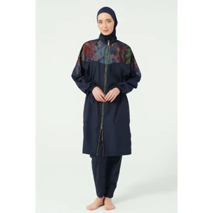 File Detaylı Oversize Uzun Tesettür Mayo