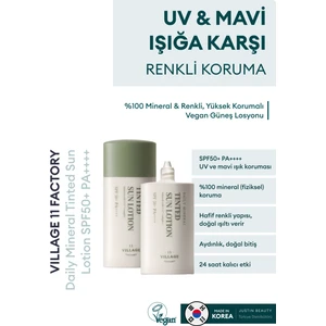 Village 11 Factory Daily Mineral Tinted Sun Lotion SPF50+ Pa++++ 30ml - Mineral & Renkli Vegan Güneş Losyonu