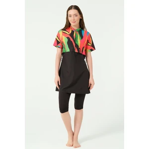 Crop Görünümlü Yarım Kol Yarı Kapalı Mayo