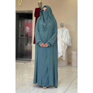 Kendinden Peçeli Sufleli Cilbab 6032 Mint