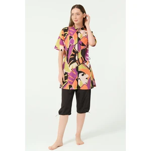 Marisa Desenli  Yarım Kol Yarı Kapalı Mayo