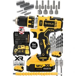 12V Çift Akü Şarjlı Matkap Metal Şanzıman Akülü Vidalama