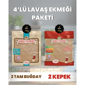 Asrın Tandırı 2 Adet Ekşi Mayalı Tam Buğday + 2 Adet Ekşi Mayalı Kepek Lavaş Ekmeği Paketi