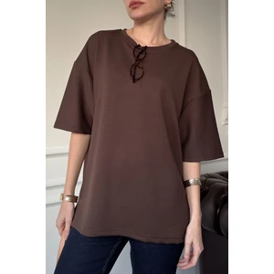 Bisiklet Yaka Modal Basic Tshirt- Vizon