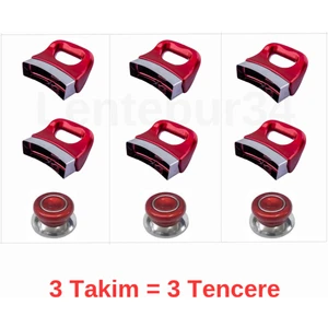 Tencere Tava ve Sahan Uyumlu Bakalit Kulp Seti Kirmizi