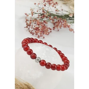 Akik Kırmızı Doğal Taş Bileklik ( Nazara Karşı Koruma ) 8 mm % 100 Gerçek