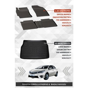 Toyota Corolla 2013-2018 Uyumlu 4.5d Premium Havuzlu Paspas ve Liner Marka 3D Bagaj Havuzu