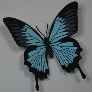 Kelebek Desenli Buzdolabı Magneti Light Blue - Siyah