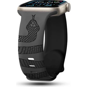 Apple Watch 10 42MM 6-7-8-9-Se Uyumlu 38-40-41MM Uyumlu Yılan Desenli Silikon Kordon