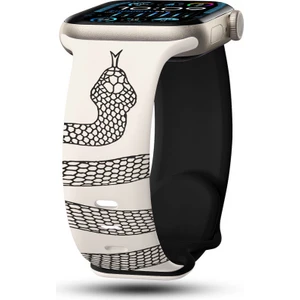 Apple Watch 10 42MM 6-7-8-9-Se Uyumlu 38-40-41MM Uyumlu Yılan Desenli Silikon Kordon