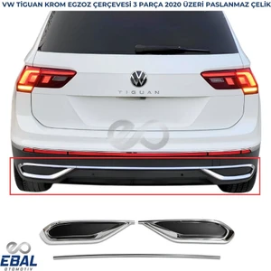Ebal Oto Vw Tiguan Krom Egzoz Görünümü Difüzör 3 Prç. 2020 ve Üzeri Paslanmaz Çelik
