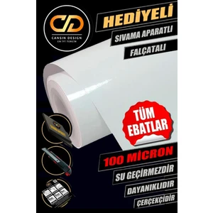 Yapışkanlı Folyo Parlak Beyaz Lake Pvc Dolap, Tezgah, Mobilya, Masa Kaplama Folyosu