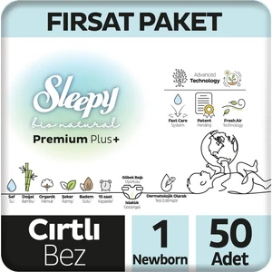 Bio Natural Premium Plus Fırsat Paketi Bebek Bezi 1 Numara Newborn 50 Adet