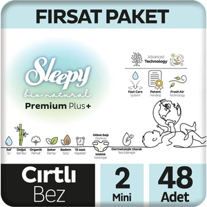 Bio Natural Premium Plus Fırsat Paketi Bebek Bezi 2 Numara Mini 48 Adet