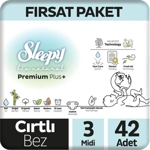 Bio Natural Premium Plus Fırsat Paketi Bebek Bezi 3 Numara Midi 42 Adet