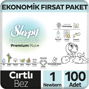 Bio Natural Premium Plus Ekonomik Fırsat Paketi Bebek Bezi 1 Numara Newborn 100 Adet
