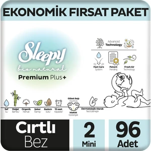 Bio Natural Premium Plus Ekonomik Fırsat Paketi Bebek Bezi 2 Numara Mini 96 Adet
