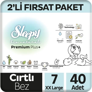 Bio Natural Premium Plus 2'li Fırsat Paketi Bebek Bezi 7 Numara Xxlarge 40 Adet