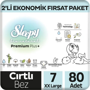 Bio Natural Premium Plus 2'li Ekonomik Fırsat Paketi Bebek Bezi 7 Numara Xxlarge 80 Adet