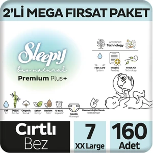 Bio Natural Premium Plus 2'li Mega Fırsat Paketi Bebek Bezi 7 Numara Xxlarge 160 Adet