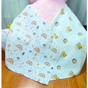 Tetra Rosa 2 Adet (Gökkuşağı ve Kirpi Desenli) 80X75 cm Müslin Örtü + 1 Adet Müslin Ağız Mendili   Pamuk