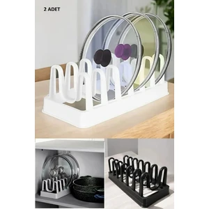 2 Adet 6 Bölmeli Plastik Tabaklık Kurutmalık Tencere Kapaklık Düzenleyici Organizer Düzenleyici