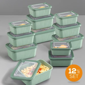 12'li Vip Dikdörtgen Mikrodalga ve Difrize Uygun Saklama Kabı Seti Yeşil 4X(1750,1050,600 Ml)
