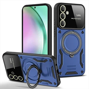 Samsun Galaxy A15 Uyumlu Kamera Korumalı Dönebilen Magsafe Halka Standlı Tank Kılıf