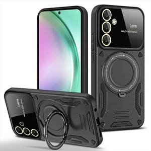 Samsun Galaxy A56 Uyumlu Kamera Korumalı Dönebilen Magsafe Halka Standlı Tank Kılıf