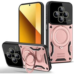 Xiaomi Redmi Note 14 Pro 4g Uyumlu Kamera Korumalı Dönebilen Magsafe Halka Standlı Tank Kılıf