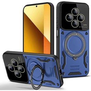 Xiaomi Redmi Note 14 4g Uyumlu Kamera Korumalı Dönebilen Magsafe Halka Standlı Tank Kılıf