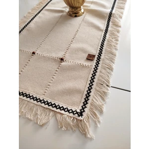 Buldan Cendere  Bezi Dantelli Kahve Boncuklu El Işi Antika Sacaklı 50 x 100  cm  Runner