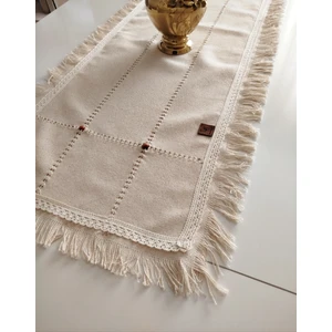 Buldan Cendere  Bezi Dantelli Kahve Boncuklu El Işi Antika Sacaklı 50 x 100  cm  Runner