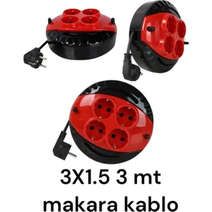 Elektrik Amiral Mini Kablolu Makara 4'lü 3mt (3x1,5cm)