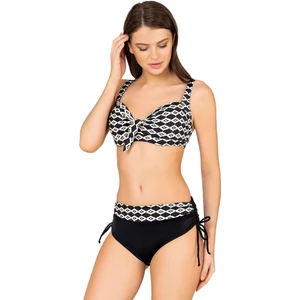 Kadın Büyük Beden Balenli Geometrik Desenli Bikini Takımı