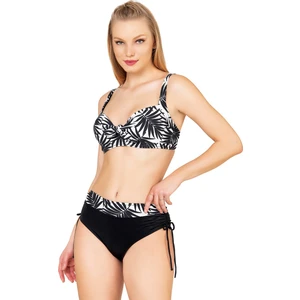 Kadın Büyük Beden Balenli Destekli Yaprak Desenli Bikini Takımı