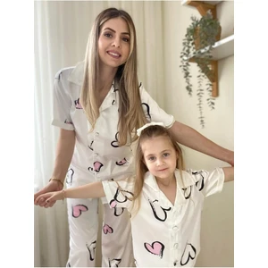 Kalpli Saten Anne - Kız Pijama Takımı