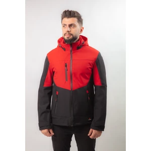 Drop Giyim Premium Robalı Softshell Mont Kırmızı Siyah