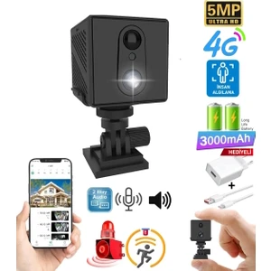3036 4g Mini Akıllı Kamera Sesli Gece Görüş İnsan Algılama Dahili Batarya O-Kam Pro Türkçe App