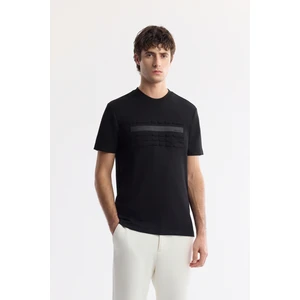 Avva Erkek Siyah Bisiklet Yaka Baskılı Bi-Stretch İnterlok Regular Fit T-Shirt A51Y1002