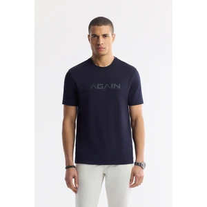 Avva Erkek Lacivert Bisiklet Yaka Bi-Stretch İnterlok Regular Fit T-Shirt A51Y1132